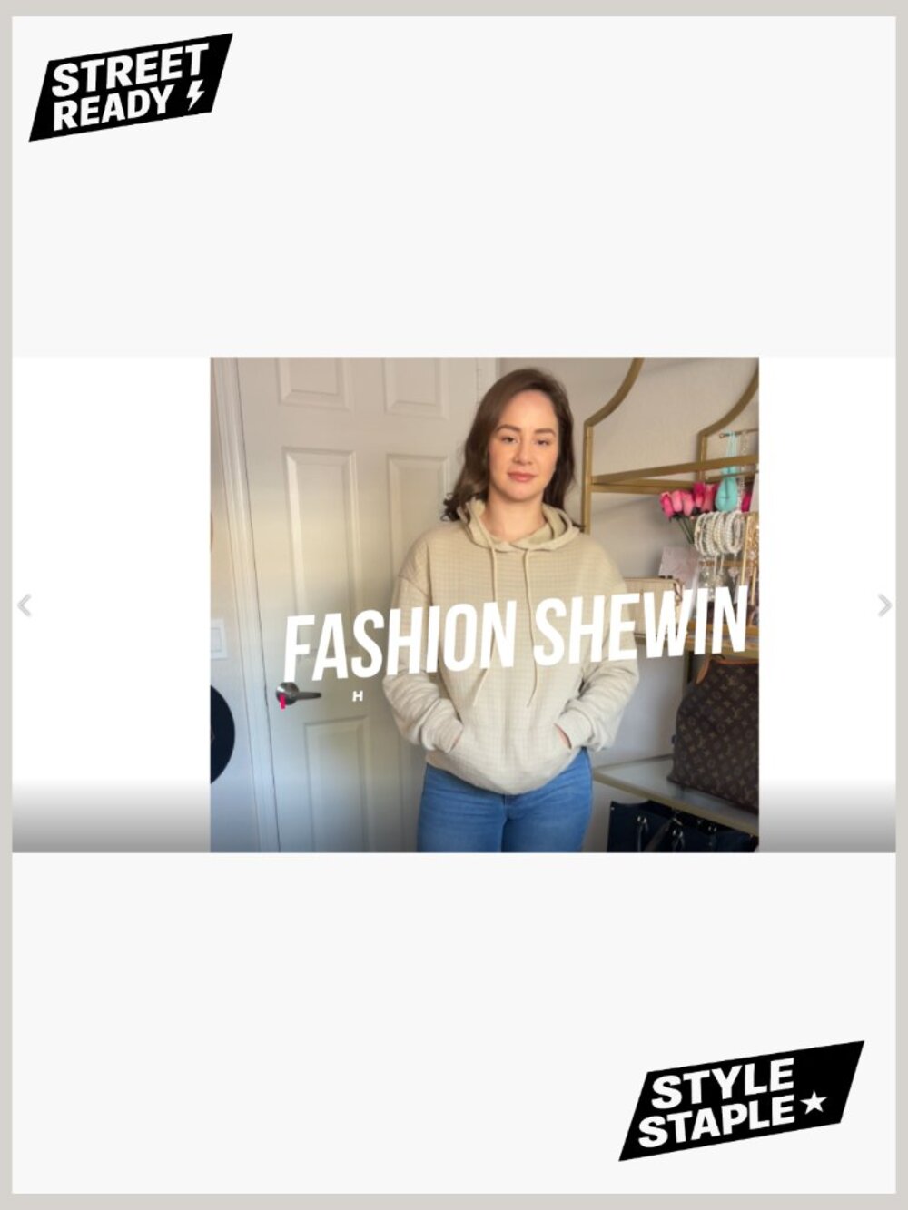 Womens Oversized Hoodie Drawstring Waffle Pullover Sweatshirt with Pocket - Picture 7 of 7